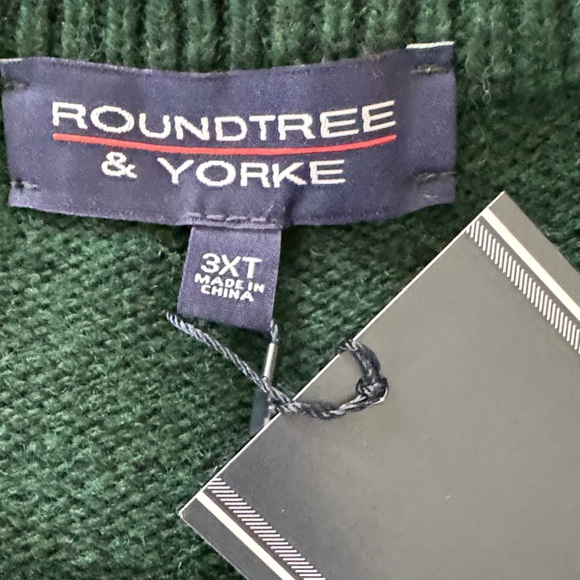 NWT Roundtree & Yorke 3XT 3XLT  Big Tall Pine Wool Blend Fisherman Style Sweater - Picture 4 of 9